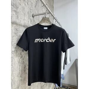 Moncler Men's and Women's Crew Neck Black Short Sleeve T-Shirt
